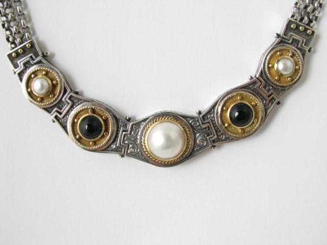 Appraisal: Stunning signed Konstantino sterling silver and K yellow gold chocker