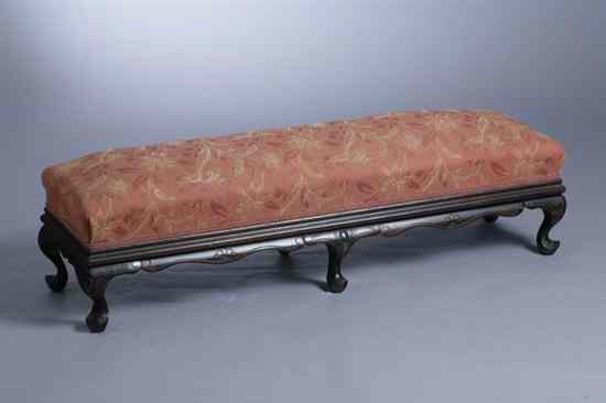 Appraisal: QUEEN ANNE STYLE UPHOLSTERED RECTANGULAR KNEELING BENCH Straight molded apron