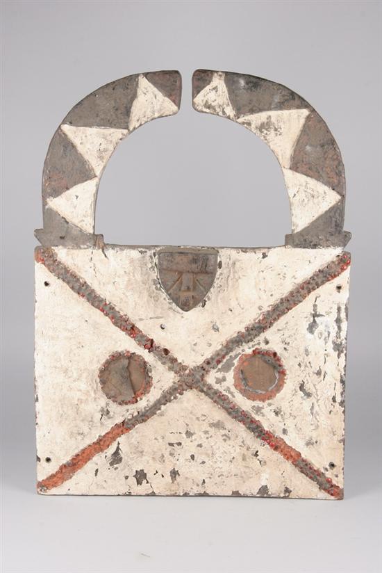 Appraisal: THREE BURKINA FASO POLYCHROME WOOD MASKS - in high