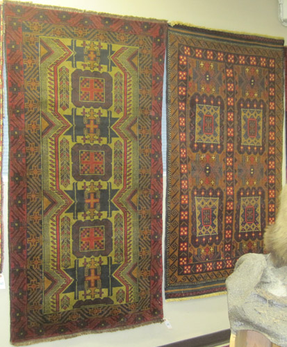 Appraisal: TWO BELOUCHI TRIBAL AREA RUGS both hand knotted in geometric