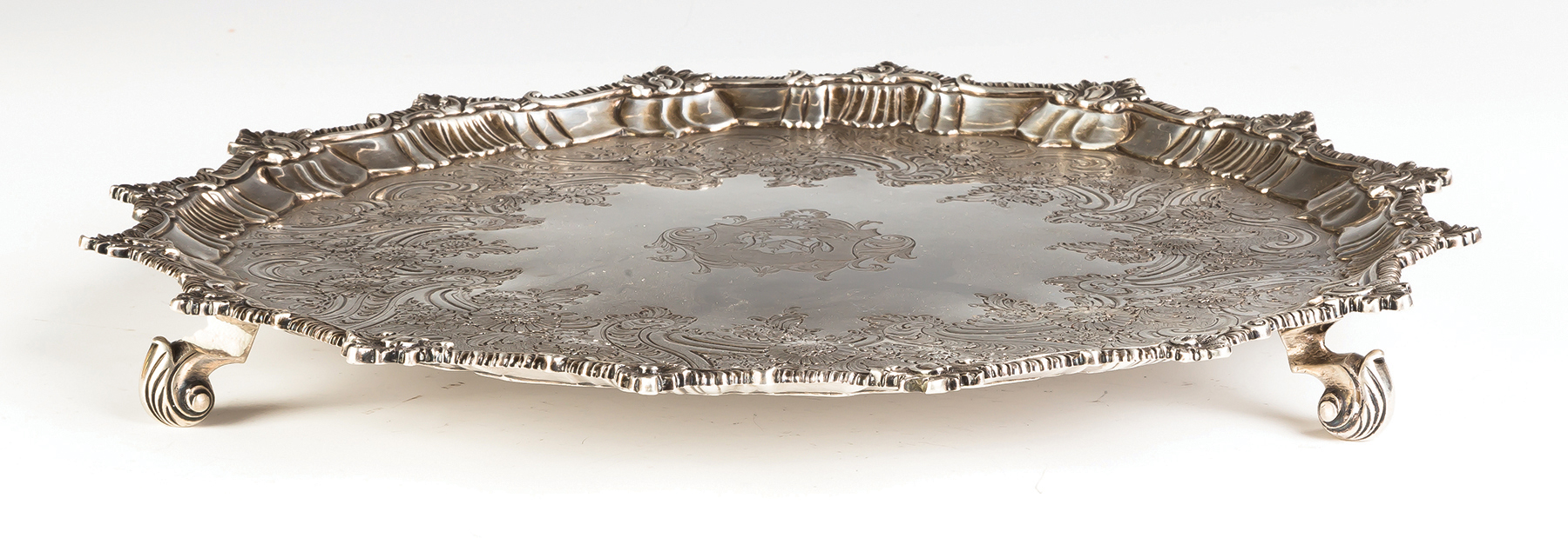 Appraisal: R W Peaston English Sterling Salver Gadroon and shell border