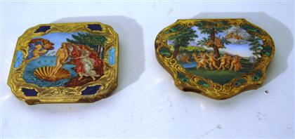 Appraisal: Two Continental silver and enamel compacts