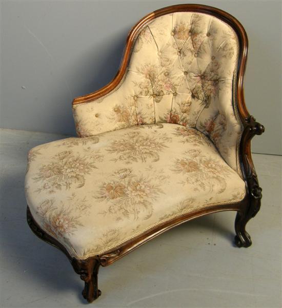 Appraisal: th century mahogany framed button back chaise longue reduced in