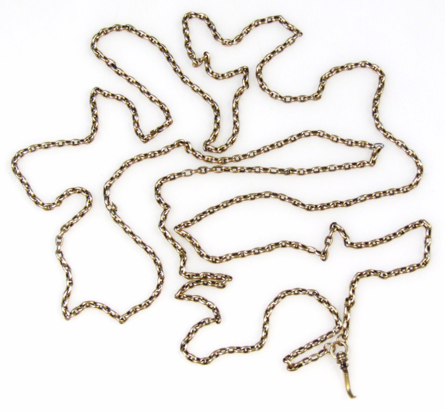 Appraisal: A long guard chain unmarked yellow metal cm long AF