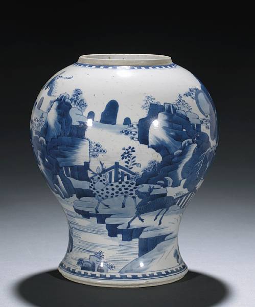 Appraisal: A group of three blue and white porcelains Kangxi Including