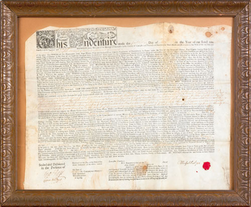 Appraisal: Ephrata printed indenture dated for Lancaster County parcel x