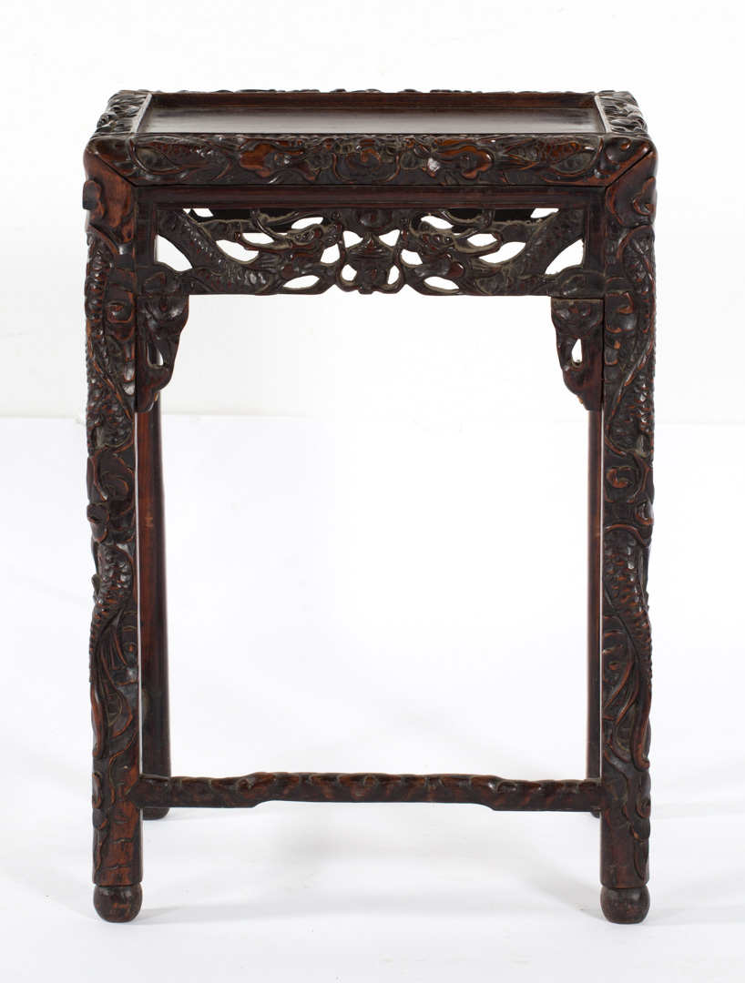 Appraisal: Chinese export carved hardwood side table late th early th