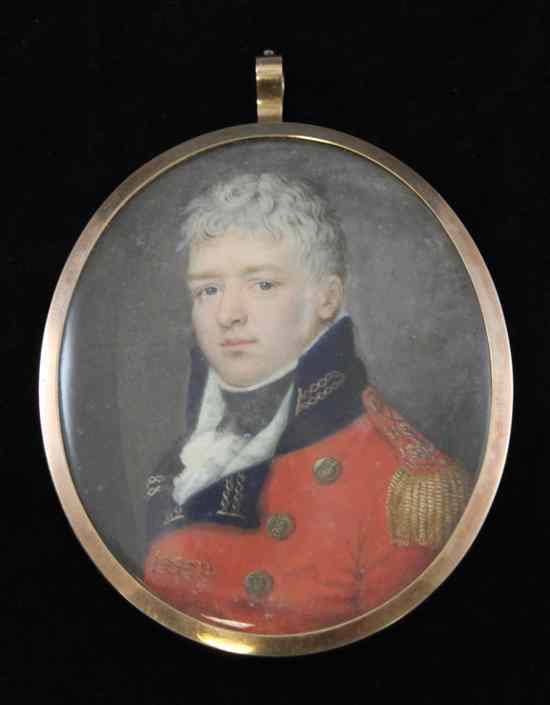 Appraisal: C Vernet c oil on ivory Miniature of an army