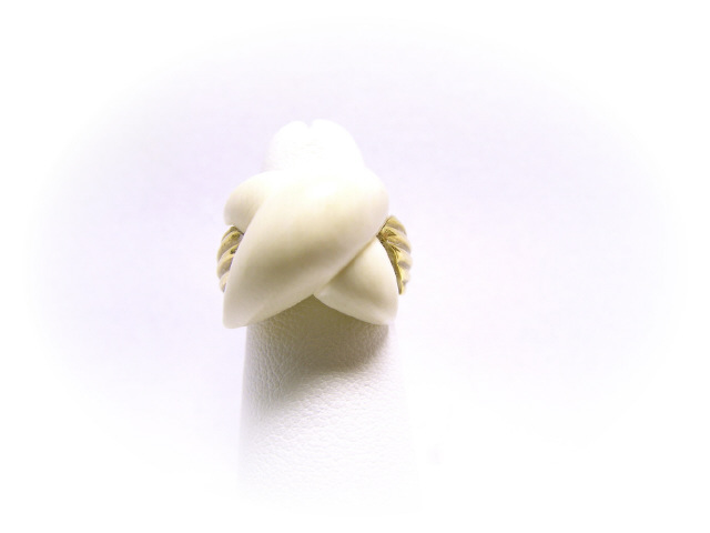 Appraisal: Lady's K ring with carved ivory knot