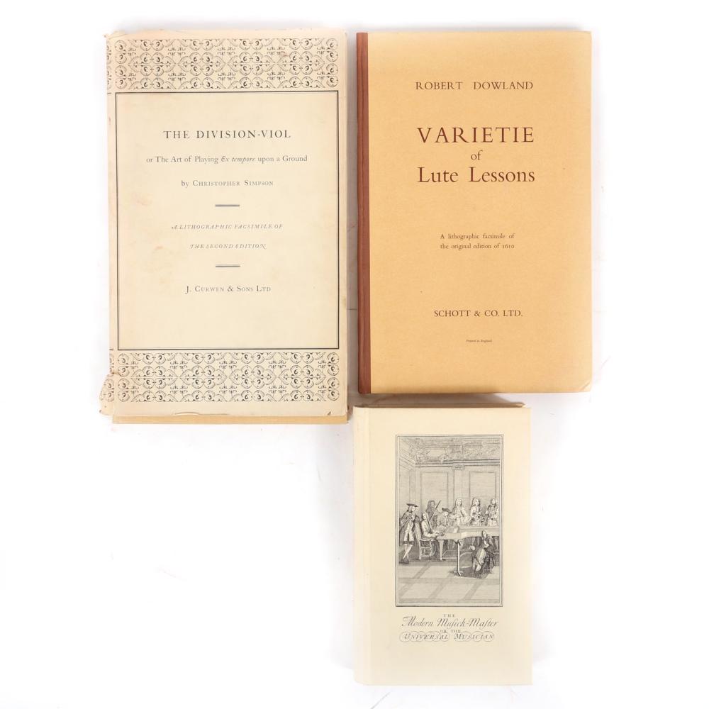 Appraisal: THREE MUSIC BOOKS AND SCORES THE DIVISION-VIOL CHRISTOPHER SIMPSON LIMITED