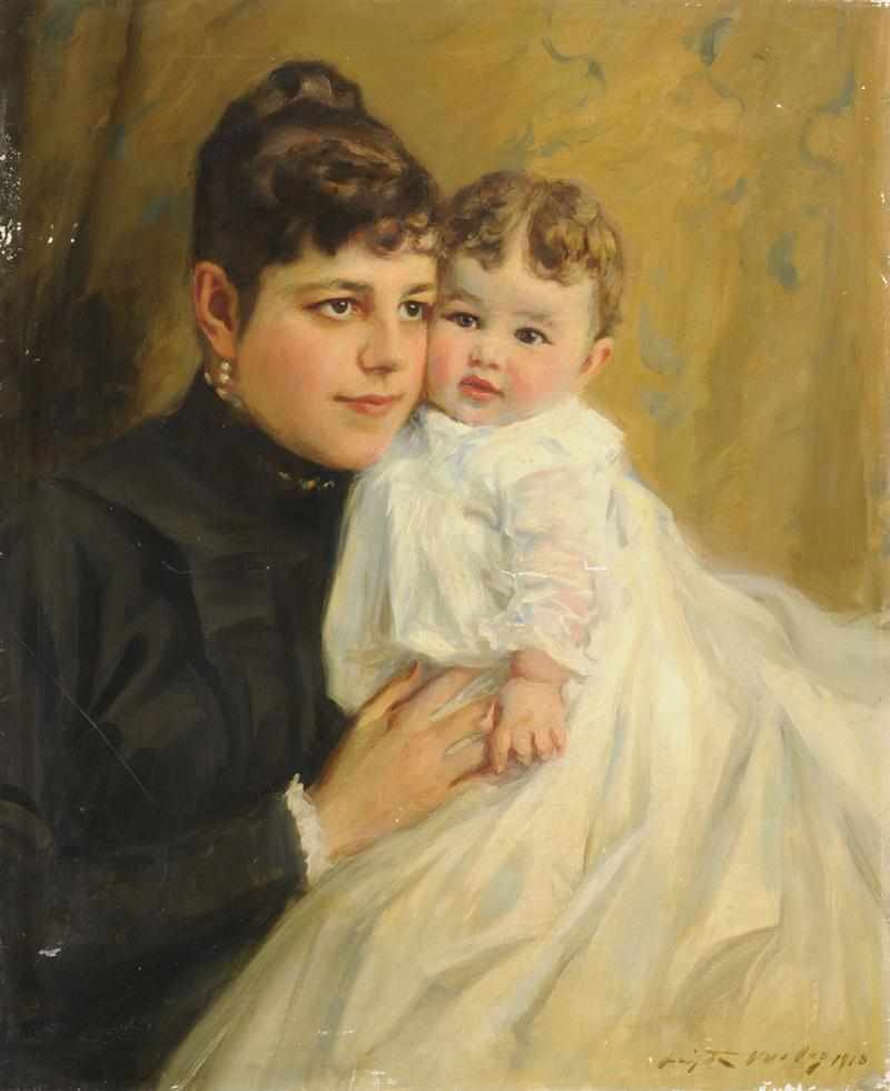 Appraisal: IRVING R WILES - MOTHER AND CHILD Oil on canvas