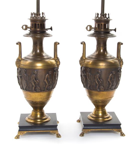 Appraisal: Sale Lot A Pair of Neoclassical Gilt and Patinated Bronze