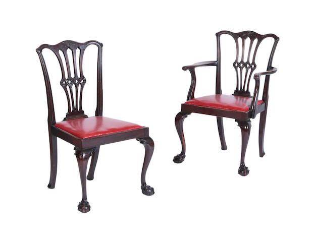 Appraisal: A set of eight George III-style mahogany dining chairs first-quarter