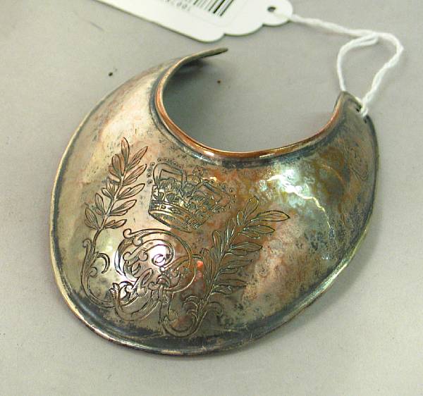 Appraisal: A British Georgian silvered copper gorget of the nd Regiment