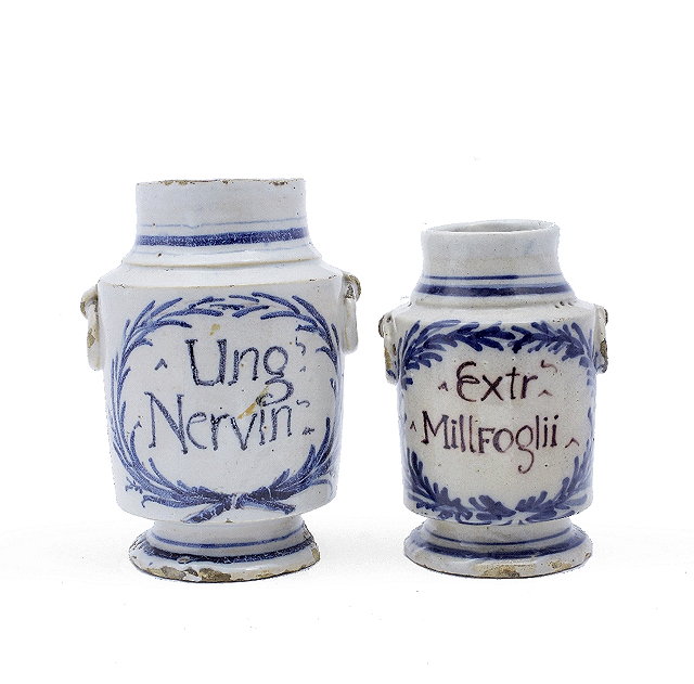 Appraisal: An Italian storage jarcirca inscribed Ung Nervin within a blue