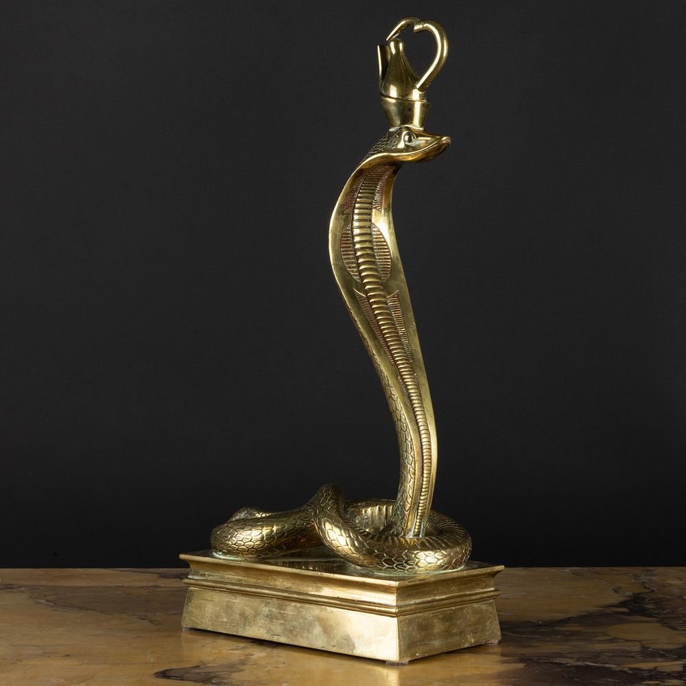 Appraisal: Egyptian Style Brass Cobra Form Doorstop x x in The