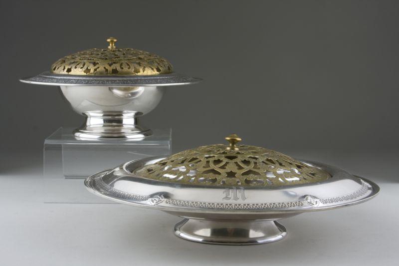 Appraisal: Two American Sterling Centerbowls with Frogs both of a circular