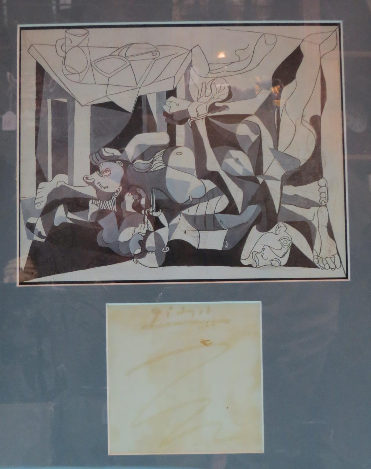 Appraisal: Pablo Picasso - - signature with multiple under-scores framed and