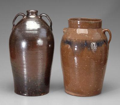 Appraisal: Stoneware churn jug churn with one lug and one applied