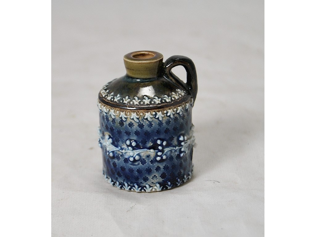 Appraisal: Doulton Lambeth flagon shape perfume bottle the blue ground decorated