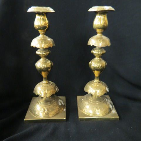 Appraisal: Pair of Polish Sabbath Candlesticks brass th century