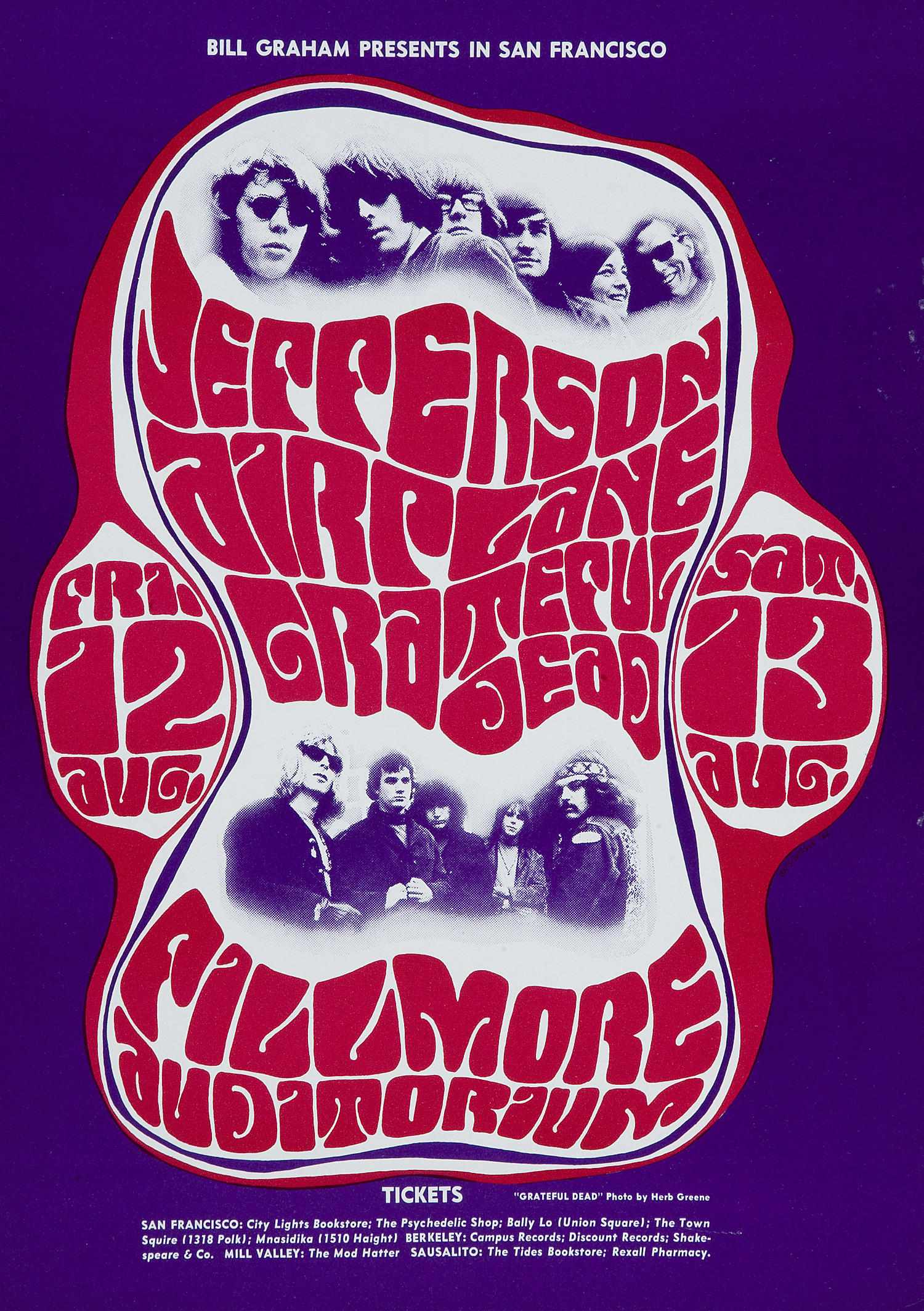 Appraisal: Jefferson Airplane Grateful Dead Fillmore concert poster BG- -RP- Bill