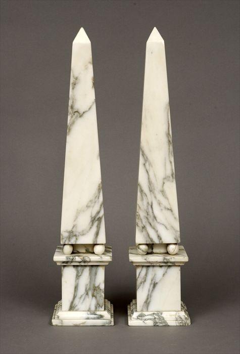 Appraisal: Pair of Marble Obelisks x x in