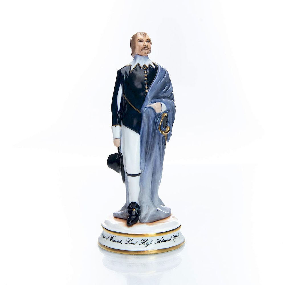 Appraisal: MICHAEL SUTTY FIGURINE EARL OF WARWICK Handpainted on white porcelain