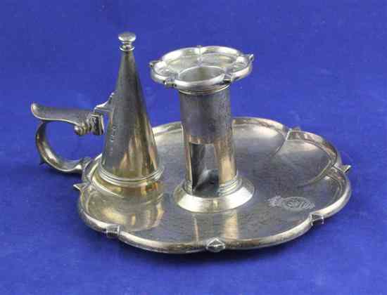 Appraisal: A George IV silver chamberstick of cusped circular form with