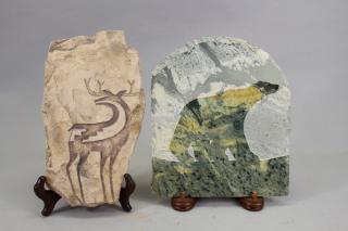 Appraisal: Petroglyphs of Animals Petroglyphs of Animals One depicting a polar