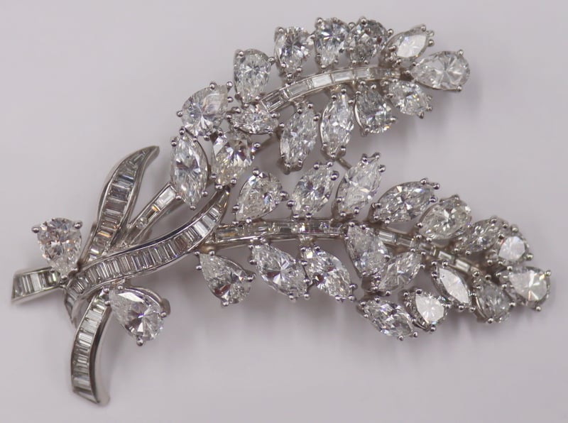 Appraisal: JEWELRY CTTW DIAMOND AND PLATINUM BROOCH Beautiful platinum floral spray