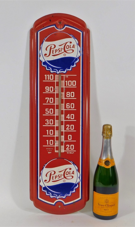 Appraisal: PEPSI COLA TIN ADVERTISING THERMOMETER SIGN United States th CenturyDouble