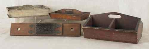 Appraisal: Two utensil trays th c together with a hatchel dated