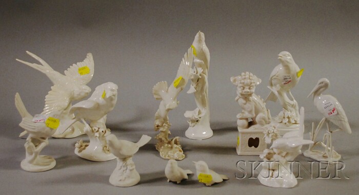 Appraisal: Seven White Porcelain Bird Figures and Four Bisque Bird Figures