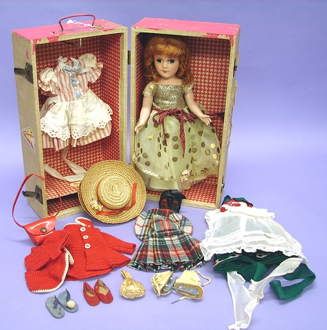 Appraisal: Lot HP doll with red mohair wig Doll's finish appears