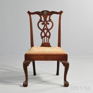 Appraisal: Carved Mahogany Side Chair Massachusetts c - with shaped crest