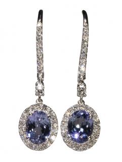 Appraisal: Pair of tanzanite diamond and k white gold ear pendants