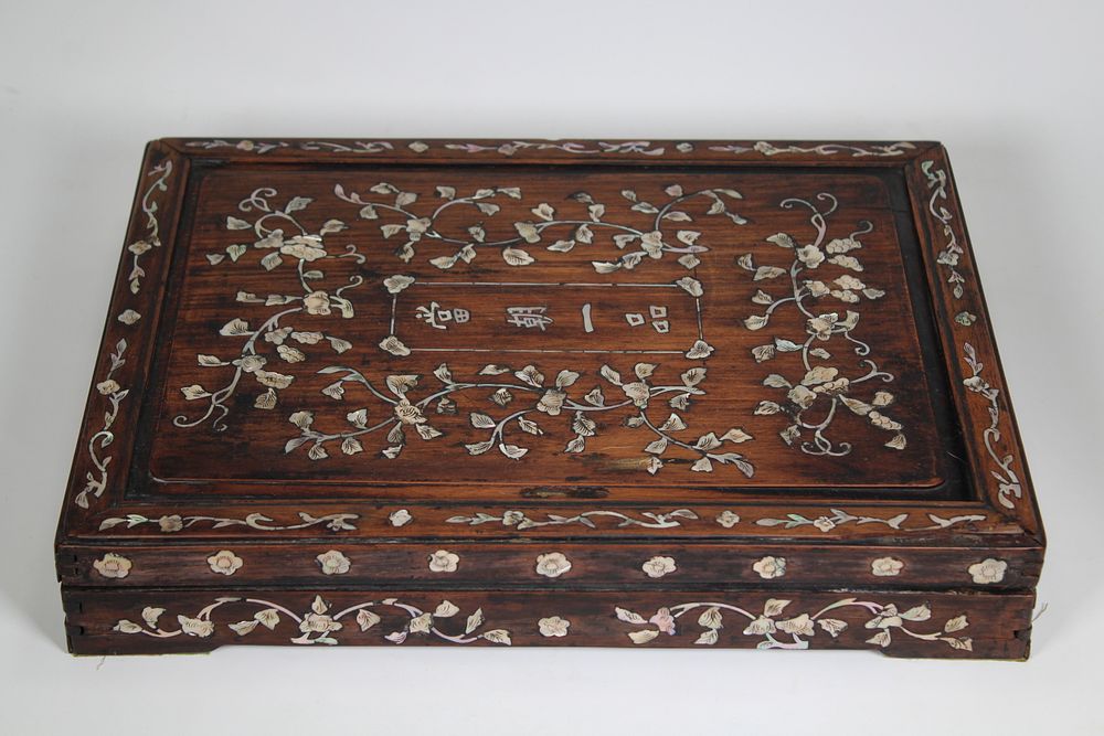 Appraisal: Chinese Hardwood Mother of Pearl Inlaid Box Chinese Hardwood Mother