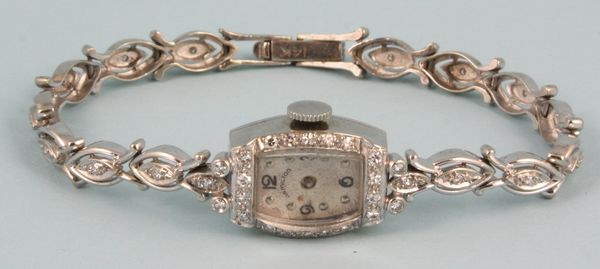 Appraisal: Ladies Hamilton k gold white gold and diamond watch EST