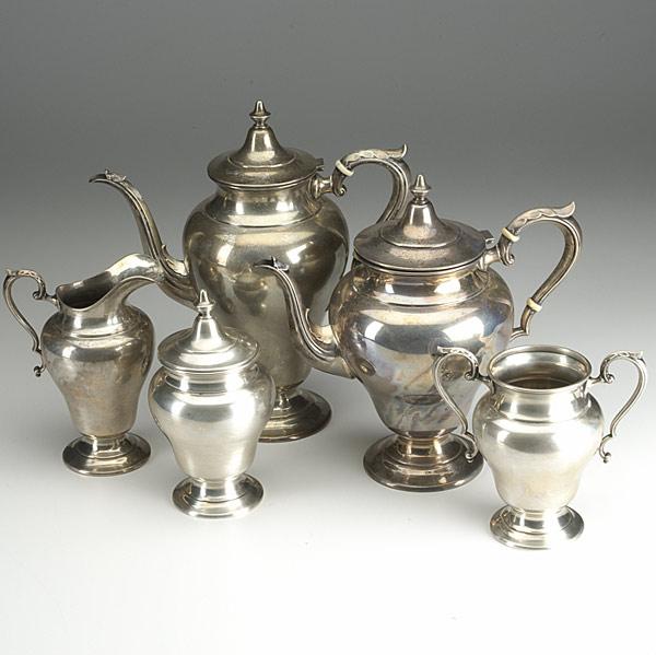 Appraisal: AMERICAN SILVER COFFEE SERVICE Five pieces in baluster form with