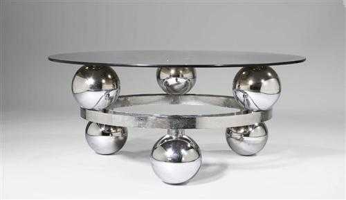 Appraisal: ITALIAN COFFEE TABLE circa Chromed metal and smoked glass D