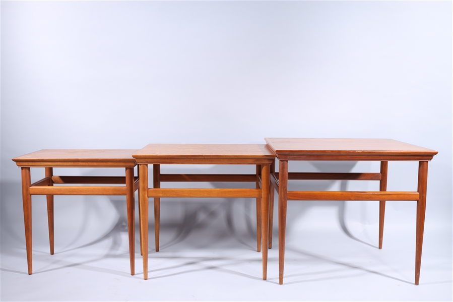 Appraisal: Set of three mid-century nesting tables by Heritage x x