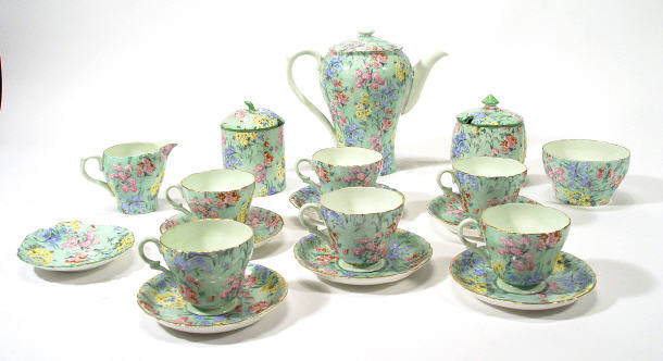 Appraisal: Six place Shelley bone china teaset printed with 'Melody' pattern