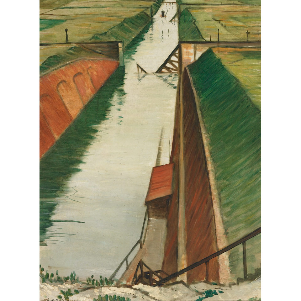 Appraisal: Christopher Richard Wynne Nevinson - British CANAL AND FIELDS Oil