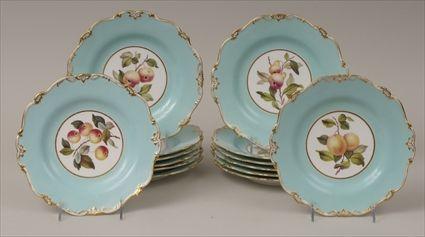 Appraisal: Fourteen Paris Porcelain Gilt and Polychrome Decorated Fruit Plates with