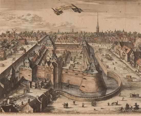 Appraisal: Dutch School th century View of Utrecht hand colored engraving