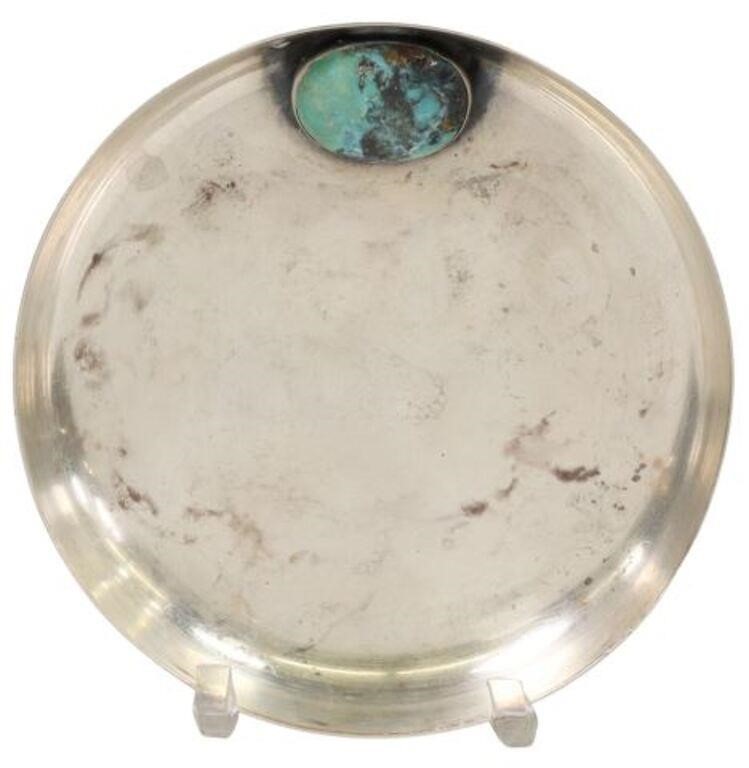 Appraisal: Silver content unknown and turquoise dish unmarked possibly Frank Patania