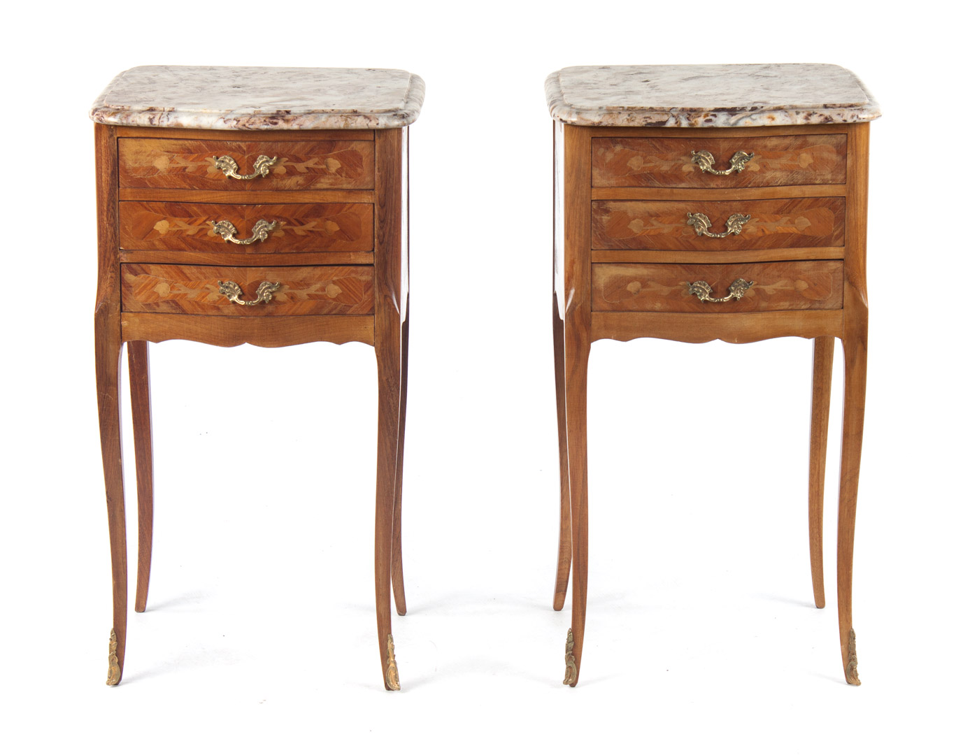 Appraisal: Pair of Louis XV style side tables square white red