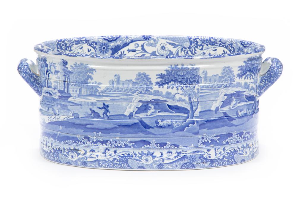 Appraisal: SPODE BLUE AND WHITE TRANSFERWARE FOOT BASINSpode Blue and White