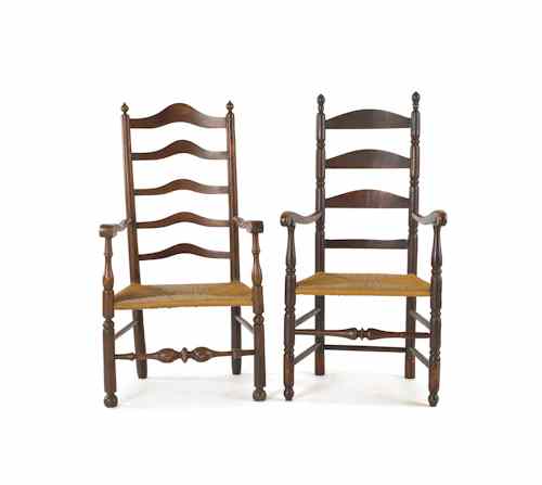 Appraisal: Two ladderback armchairs ca